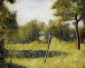 乔治 修拉 : The Clearing, Landscape with a Stake